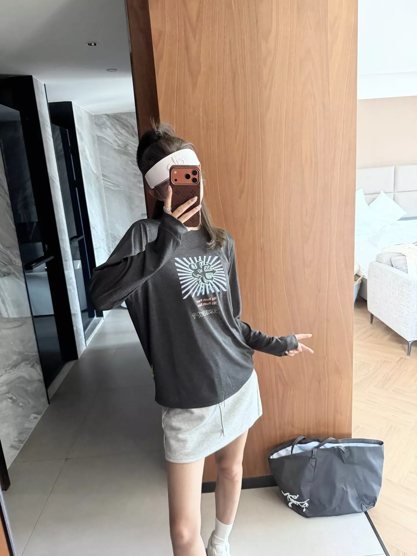 안코라우 아트 프린트 여성용 긴소매 티셔츠 상세 이미지 65