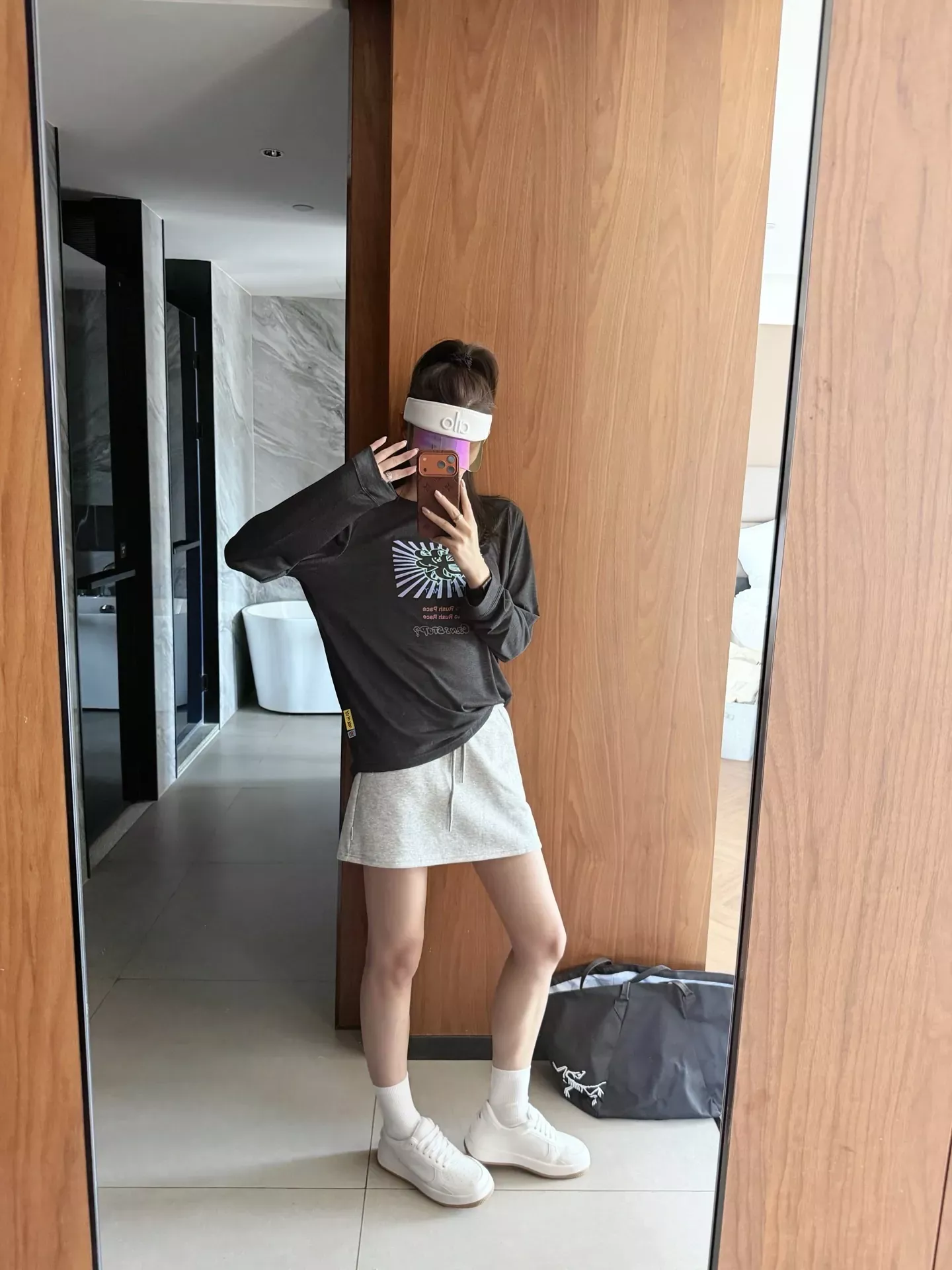 안코라우 아트 프린트 여성용 긴소매 티셔츠 상세 이미지 69