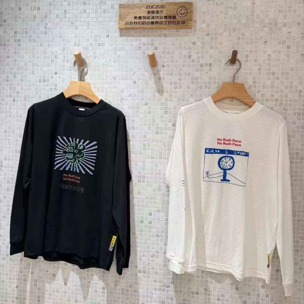 안코라우 아트 프린트 여성용 긴소매 티셔츠 상세 이미지 7