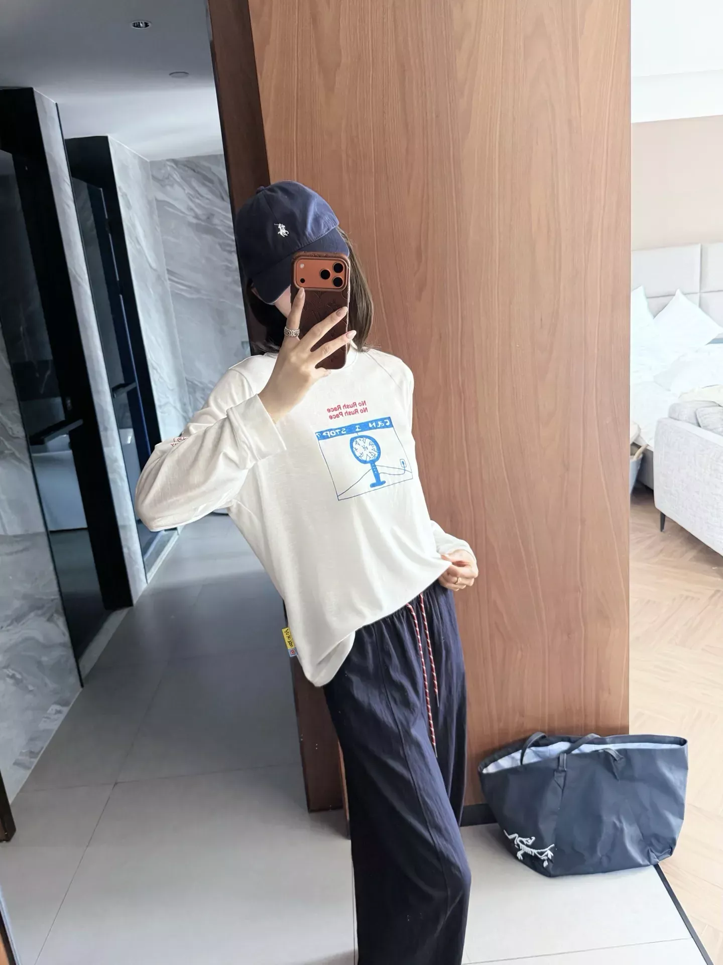 안코라우 아트 프린트 여성용 긴소매 티셔츠 상세 이미지 81