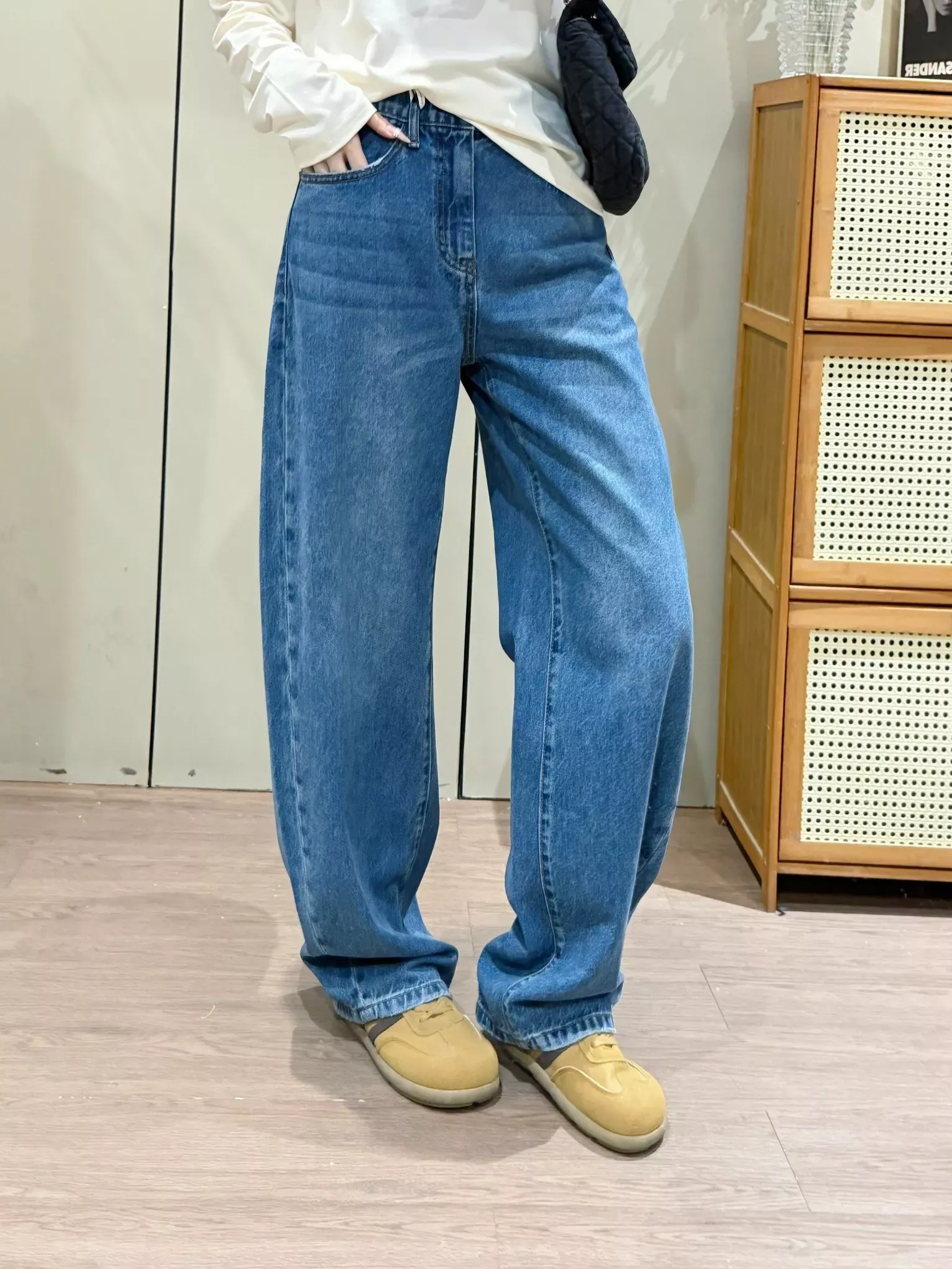 제이엔비와이 밴딩 바나나핏 여성용 데님 팬츠 상세 이미지 28