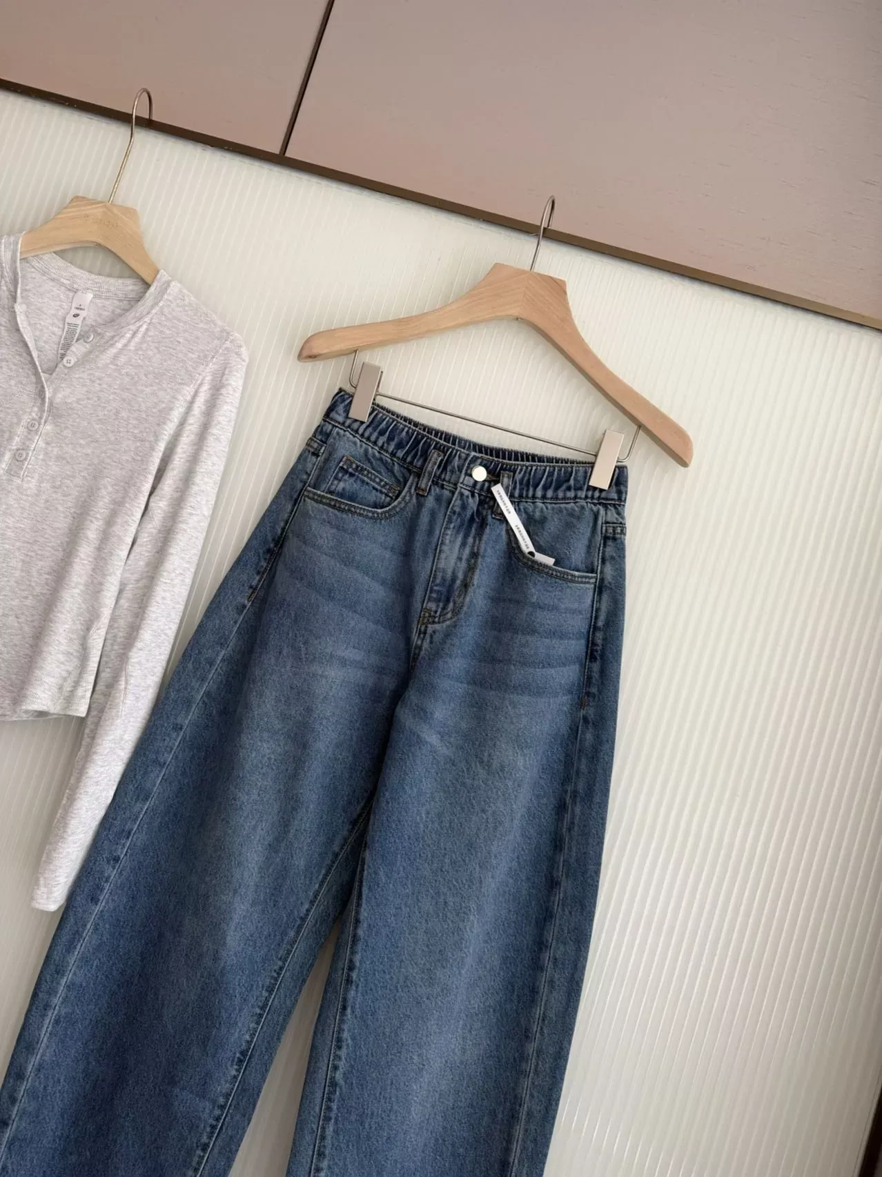제이엔비와이 밴딩 바나나핏 여성용 데님 팬츠 상세 이미지 3