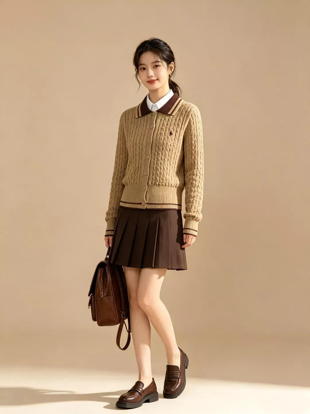 랄프로렌 꽈배기 자수 카라 여성용 긴소매 가디건 상세 이미지 12