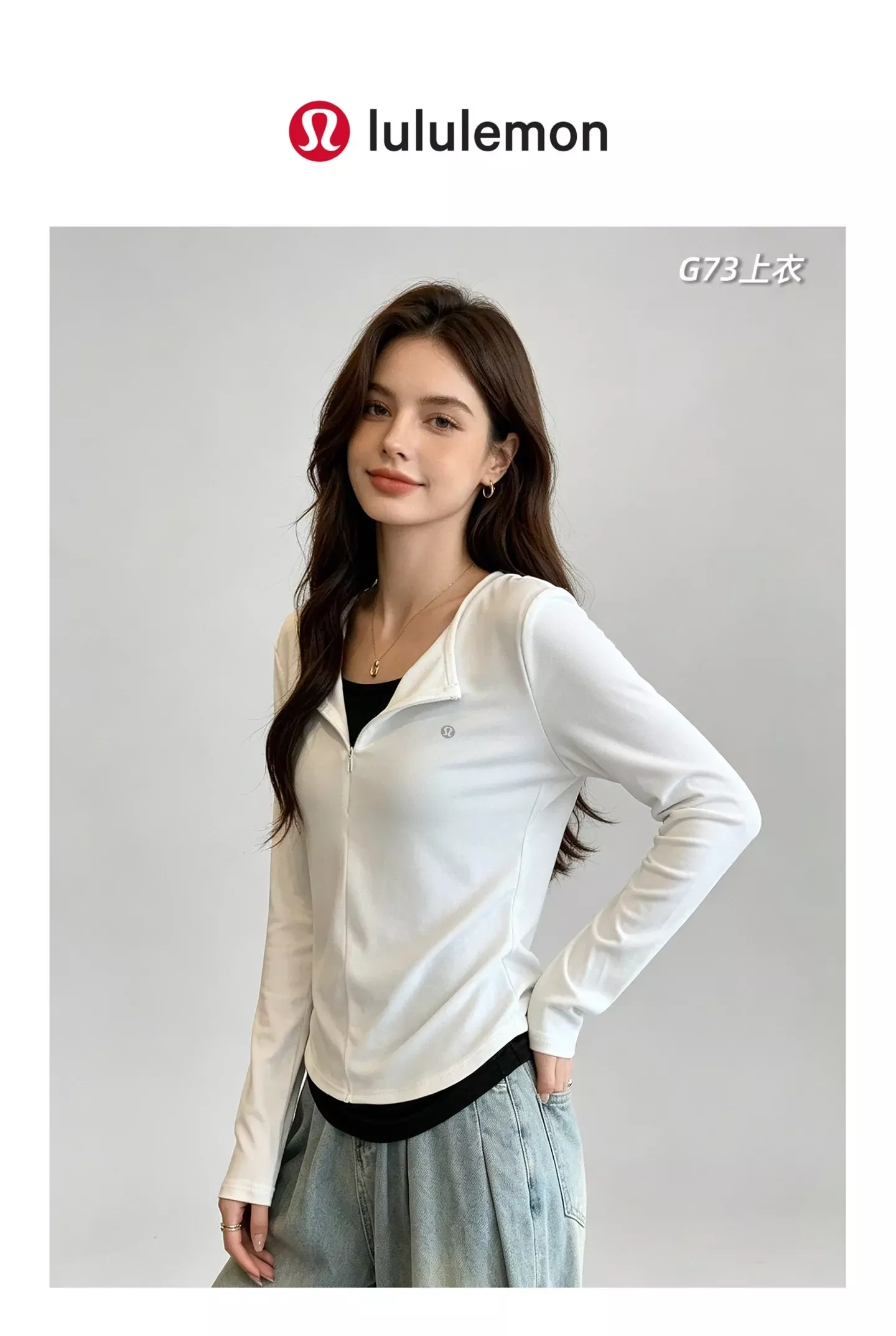 룰루레몬 반집업 페이크 레이어드 여성용 긴소매 티셔츠 상세 이미지 21
