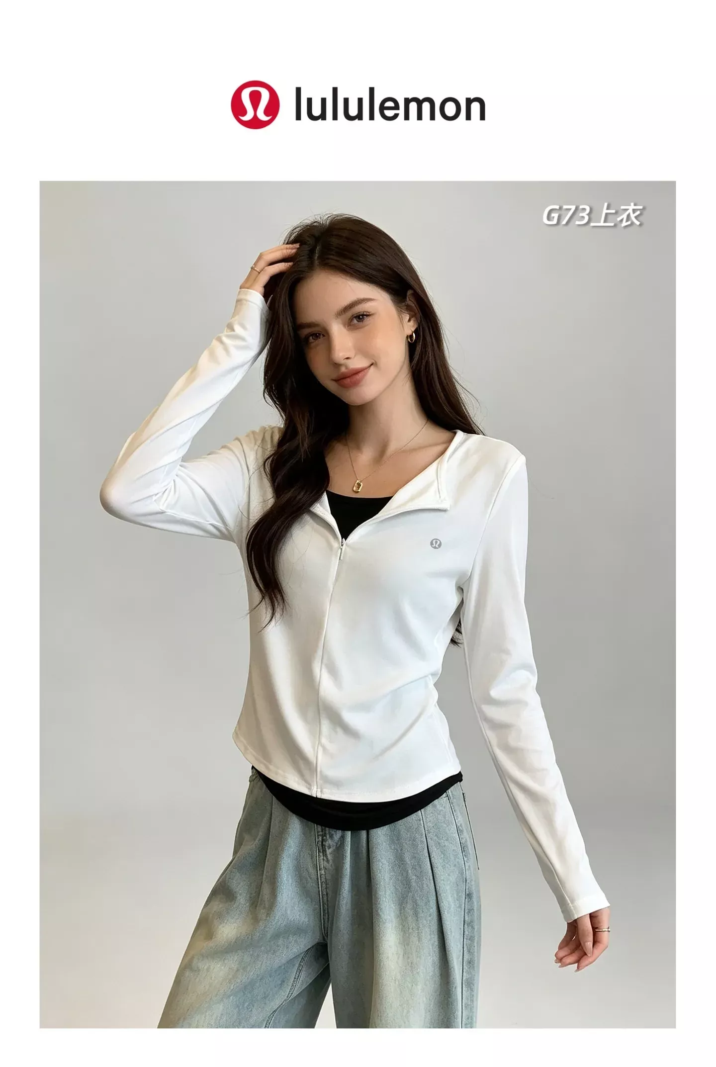 룰루레몬 반집업 페이크 레이어드 여성용 긴소매 티셔츠 상세 이미지 27