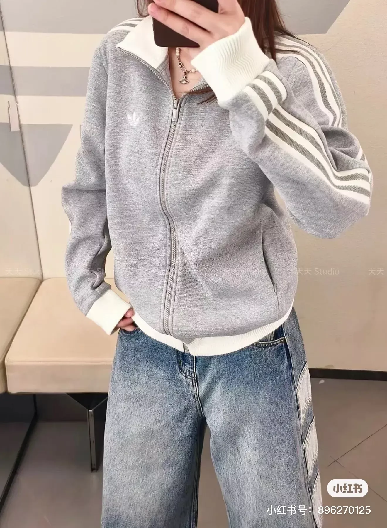 아디다스 와플 원단 오버핏 남녀공용 집업 재킷 상세 이미지 26