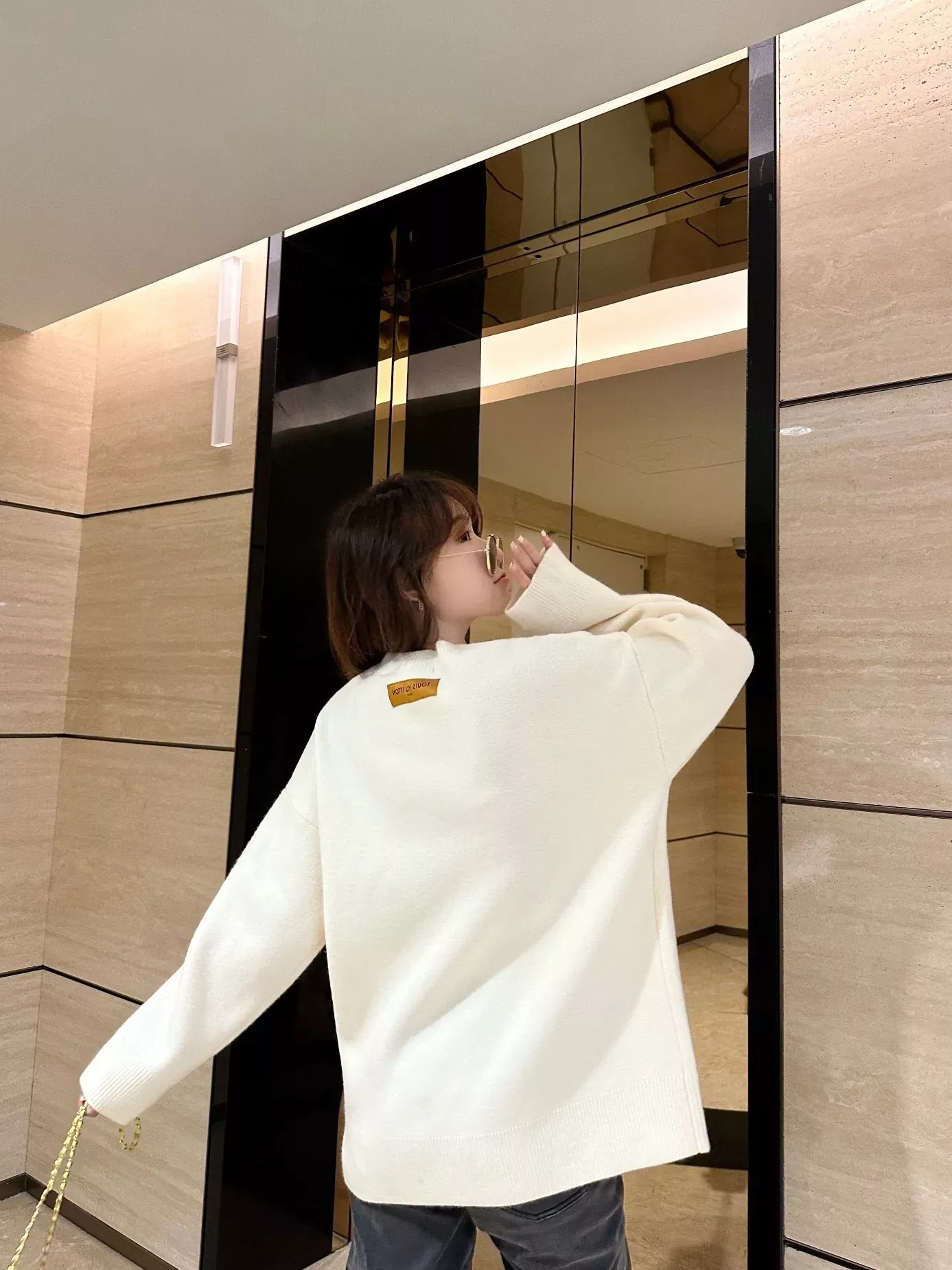 루이비통 캐시미어 혼방 자카드 남녀공용 긴소매 니트 상세 이미지 12
