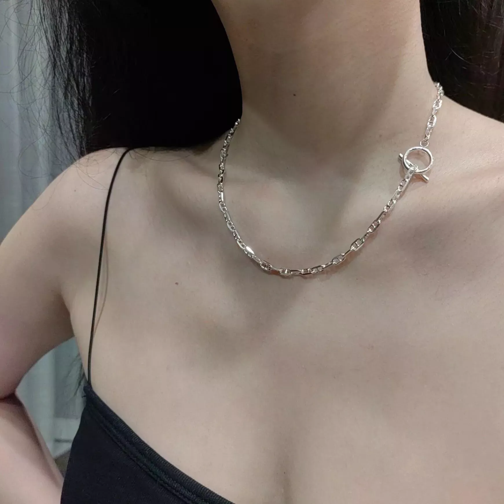 에르메스 실버톤 광면 황동 펜던트 목걸이 상세 이미지 7