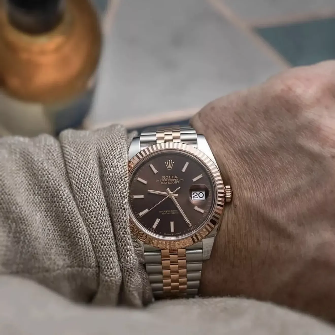 롤렉스 커피 다이얼 36mm 남성용 메탈 시계 상세 이미지 10