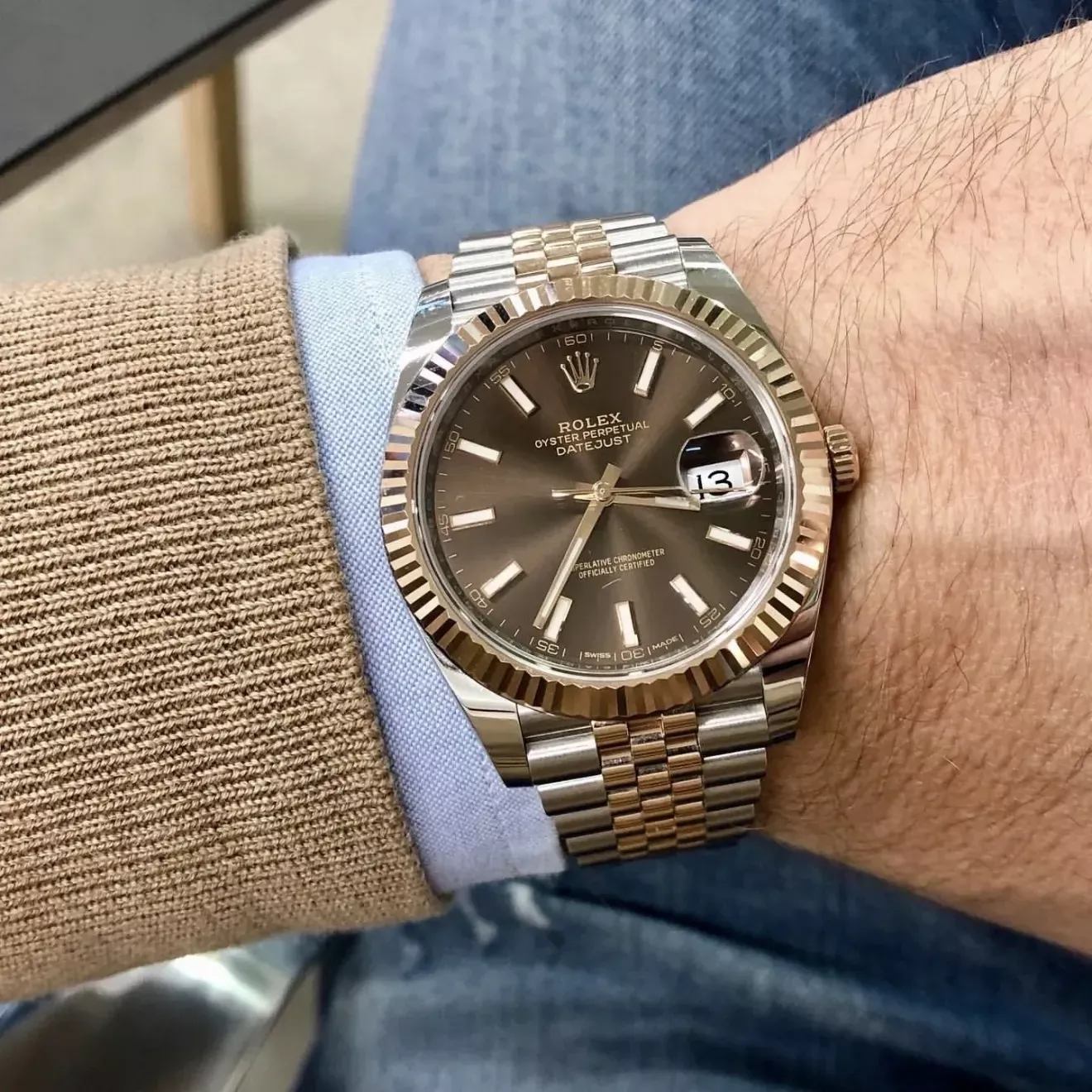 롤렉스 커피 다이얼 36mm 남성용 메탈 시계 상세 이미지 15