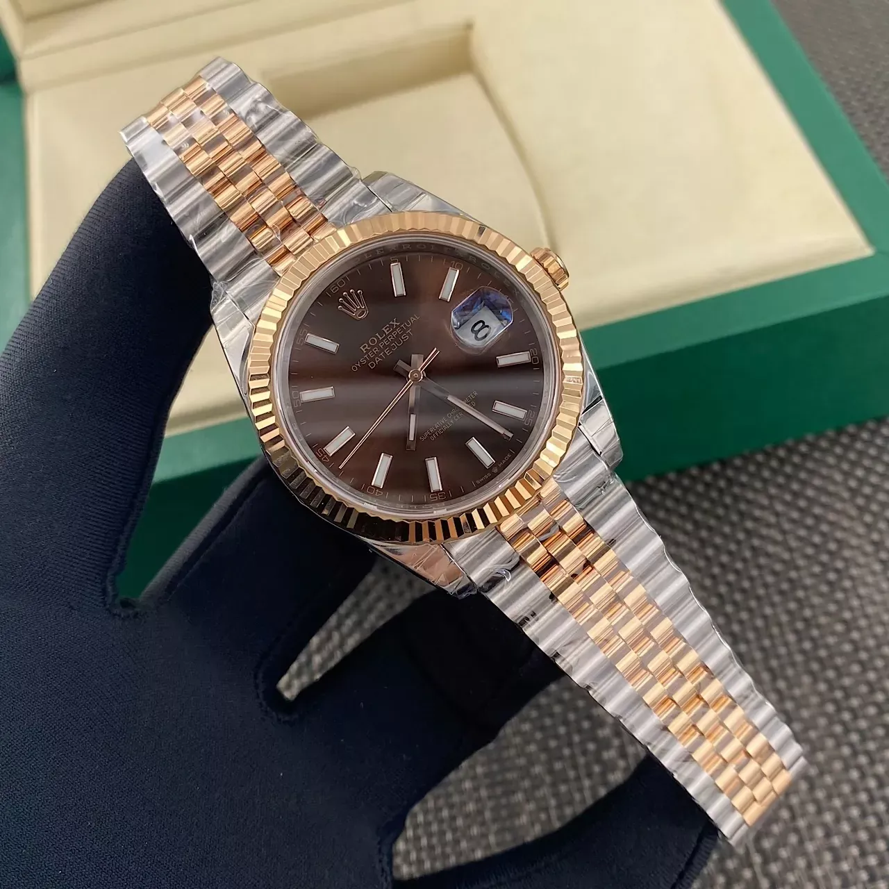 롤렉스 커피 다이얼 36mm 남성용 메탈 시계 상세 이미지 3