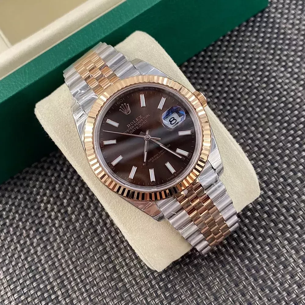 롤렉스 커피 다이얼 36mm 남성용 메탈 시계