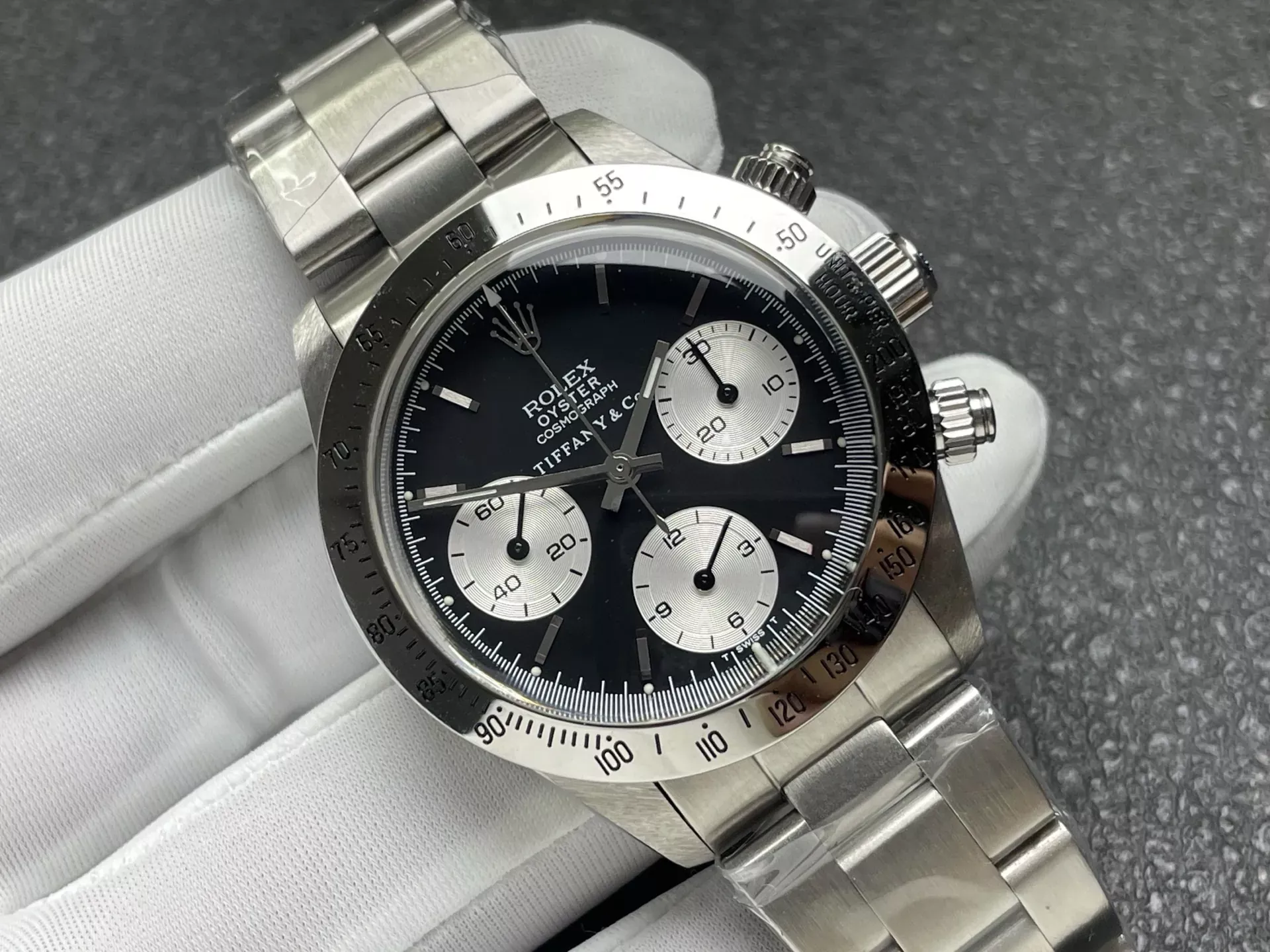 롤렉스 판다 다이얼 수동 크로노그래프 남성용 메탈 시계 상세 이미지 2