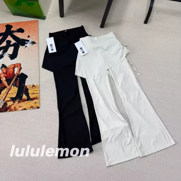 룰루레몬 하이웨이스트 가짜 레이어드 여성용 캐쥬얼 팬츠