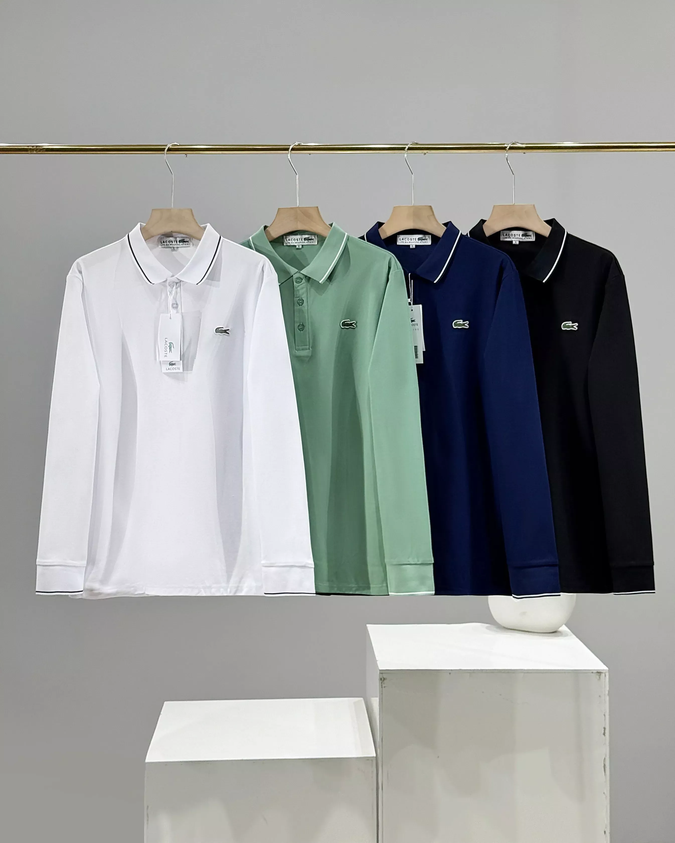 라코스테 자수 포인트 긴소매 남녀공용 긴소매 티셔츠 상세 이미지 1