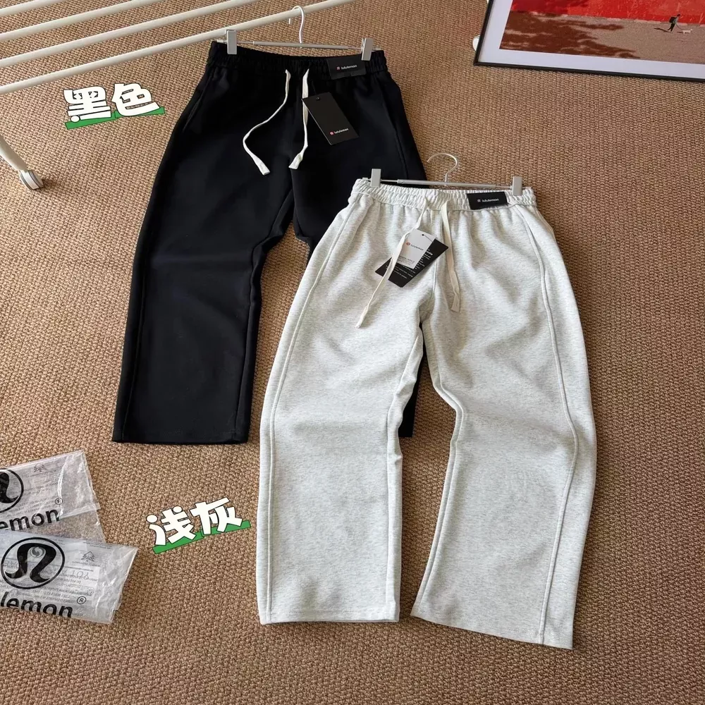 룰루레몬 코튼 혼방 일자핏 남녀공용 트레이닝 팬츠