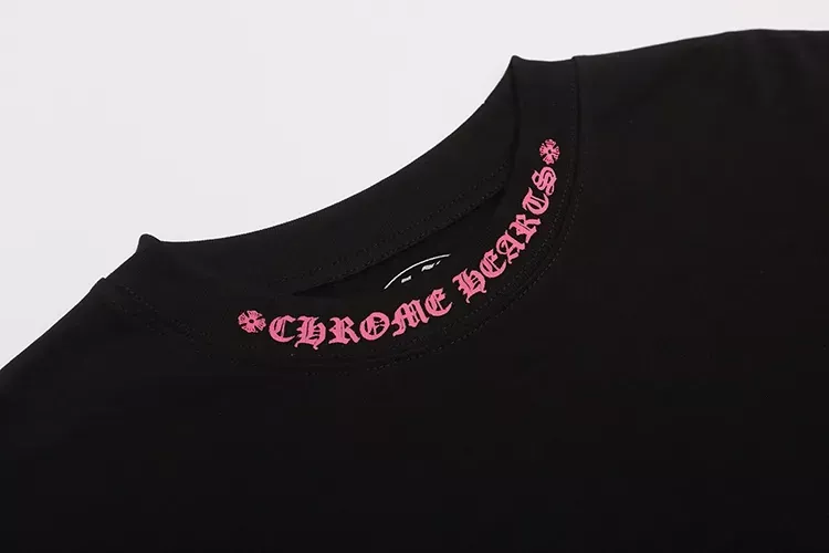크롬하츠 핑크 넥라인 프린트 남녀공용 긴소매 티셔츠 상세 이미지 12