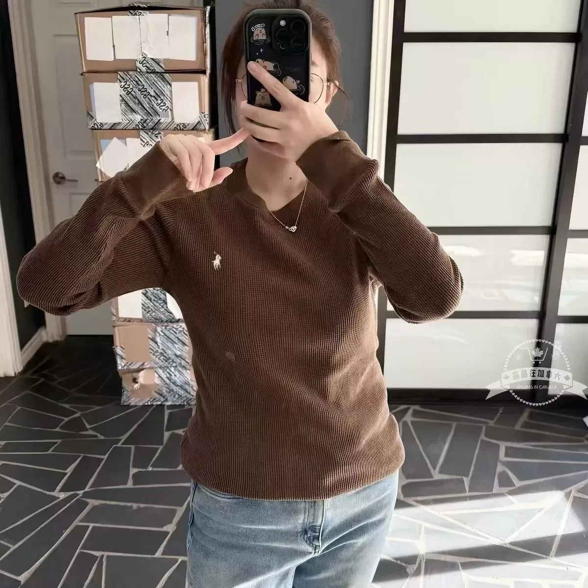 랄프로렌 와플 코튼 남녀공용 긴소매 티셔츠 상세 이미지 25