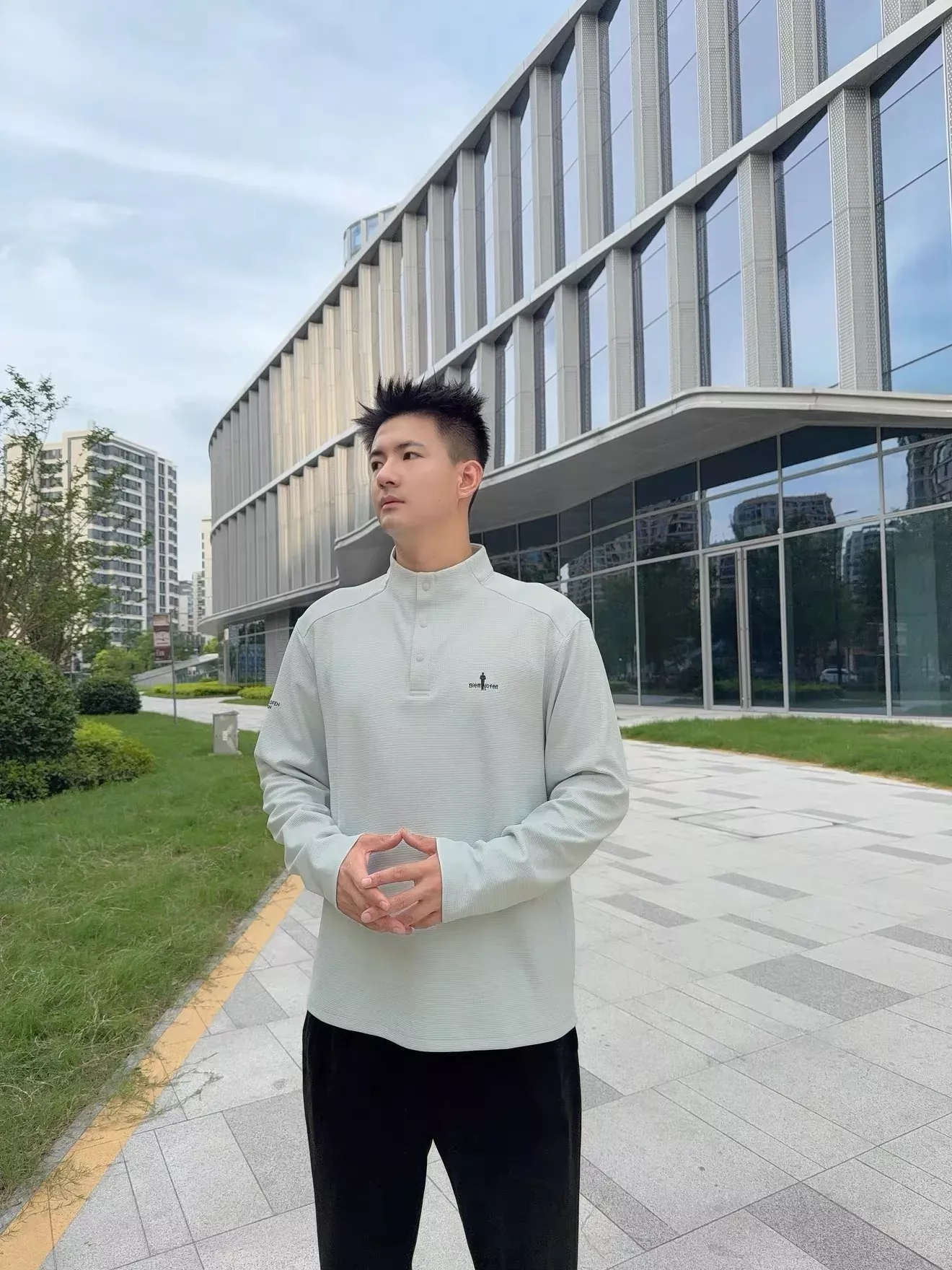 비음러펀 헨리넥 경량 방선 남녀공용 긴소매 티셔츠 상세 이미지 23