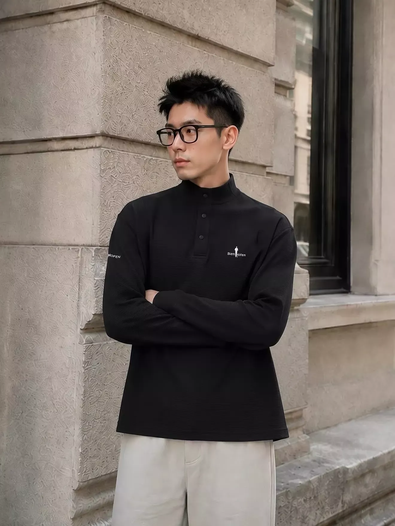 비음러펀 헨리넥 경량 방선 남녀공용 긴소매 티셔츠 상세 이미지 25