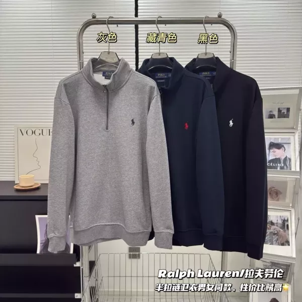 랄프로렌 반집업 코튼 맨투맨 남녀공용 긴소매 티셔츠