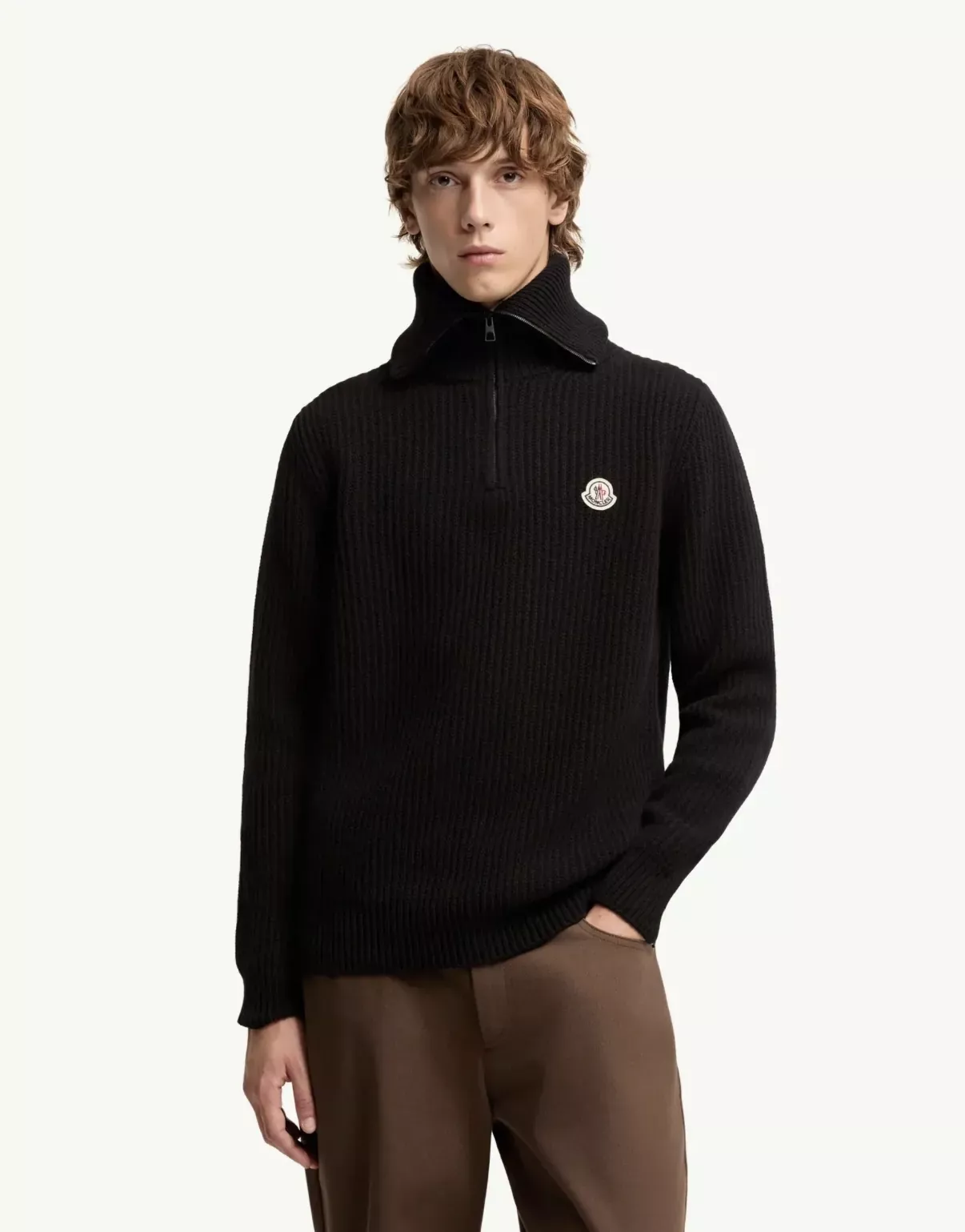 몽클레어 로고 하프집업 리브 남녀공용 긴소매 니트 상세 이미지 11