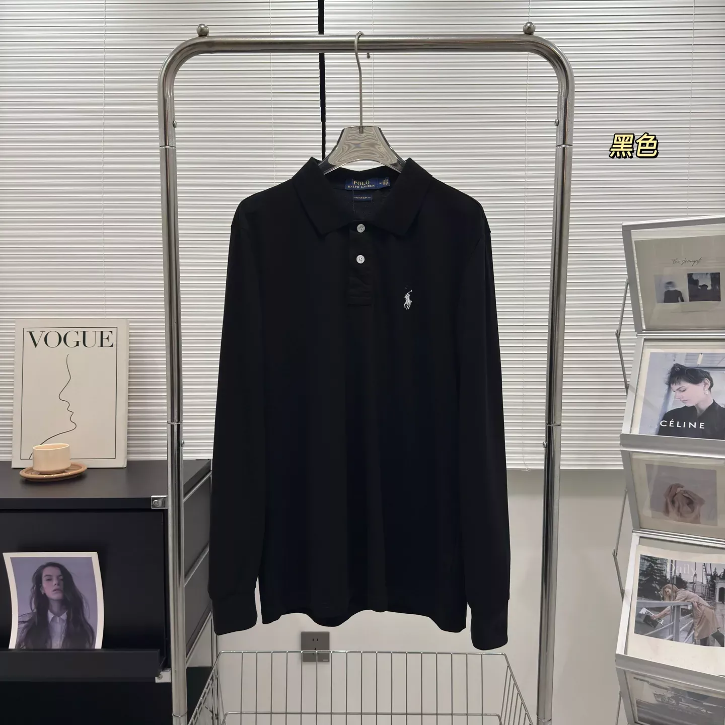 랄프로렌 클래식 자수 긴소매 남녀공용 긴소매 티셔츠 상세 이미지 4