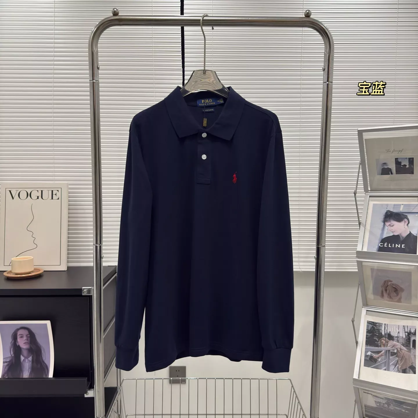 랄프로렌 클래식 자수 긴소매 남녀공용 긴소매 티셔츠 상세 이미지 5
