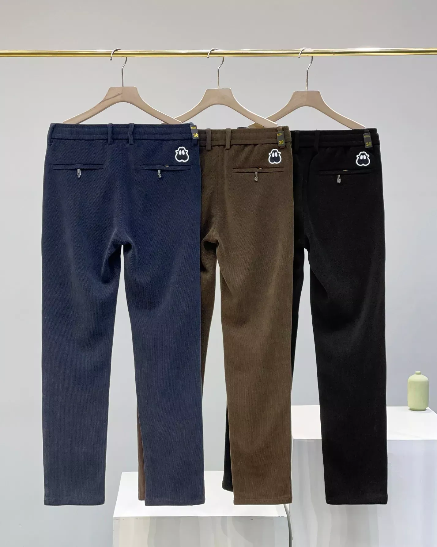 버버리 전마 자수 코듀로이 울 남녀공용 슬렉스 팬츠 상세 이미지 6