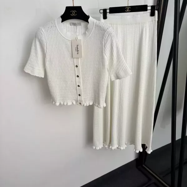 산드로 프릴 반소매 니트 여성용 투피스