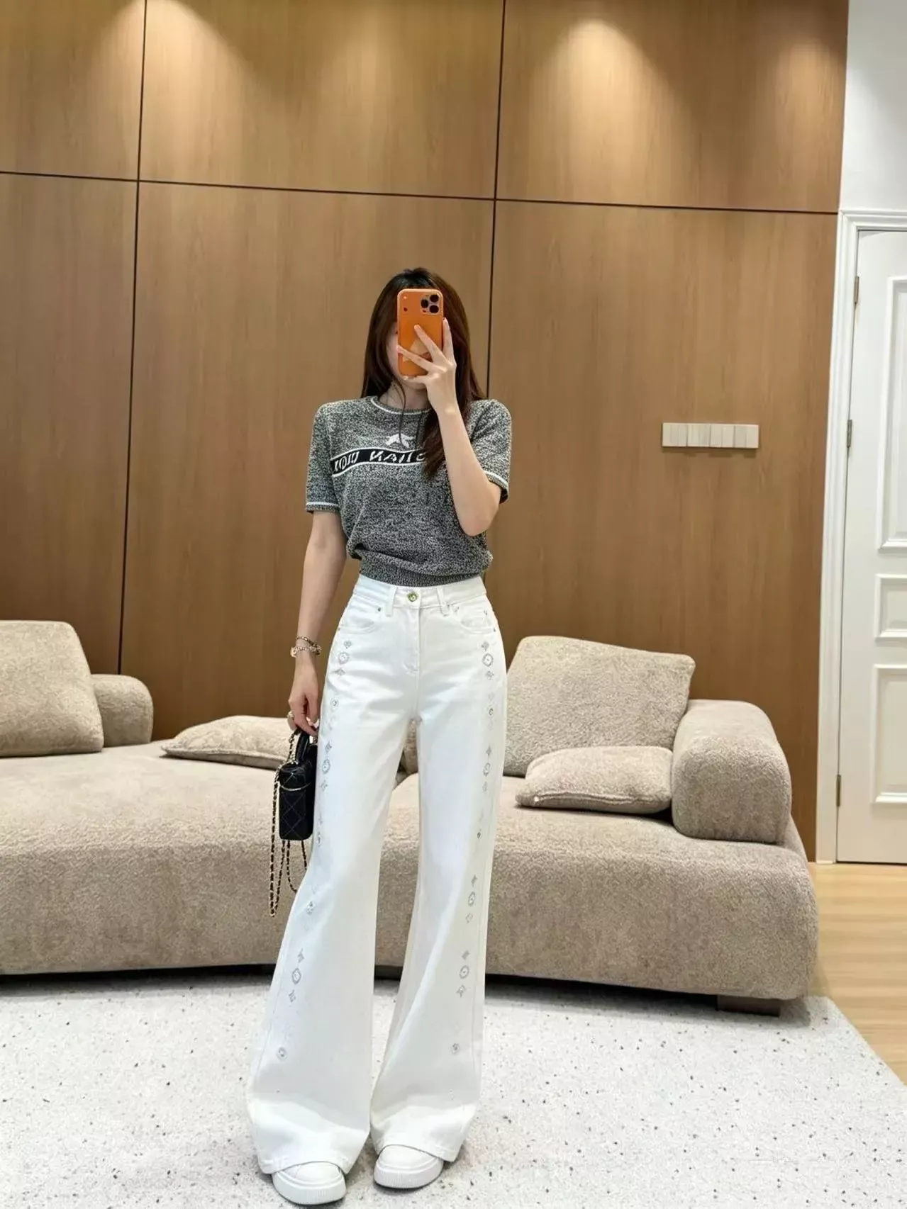 루이비통 별 장식 사이드 로고 여성용 데님 팬츠 상세 이미지 15