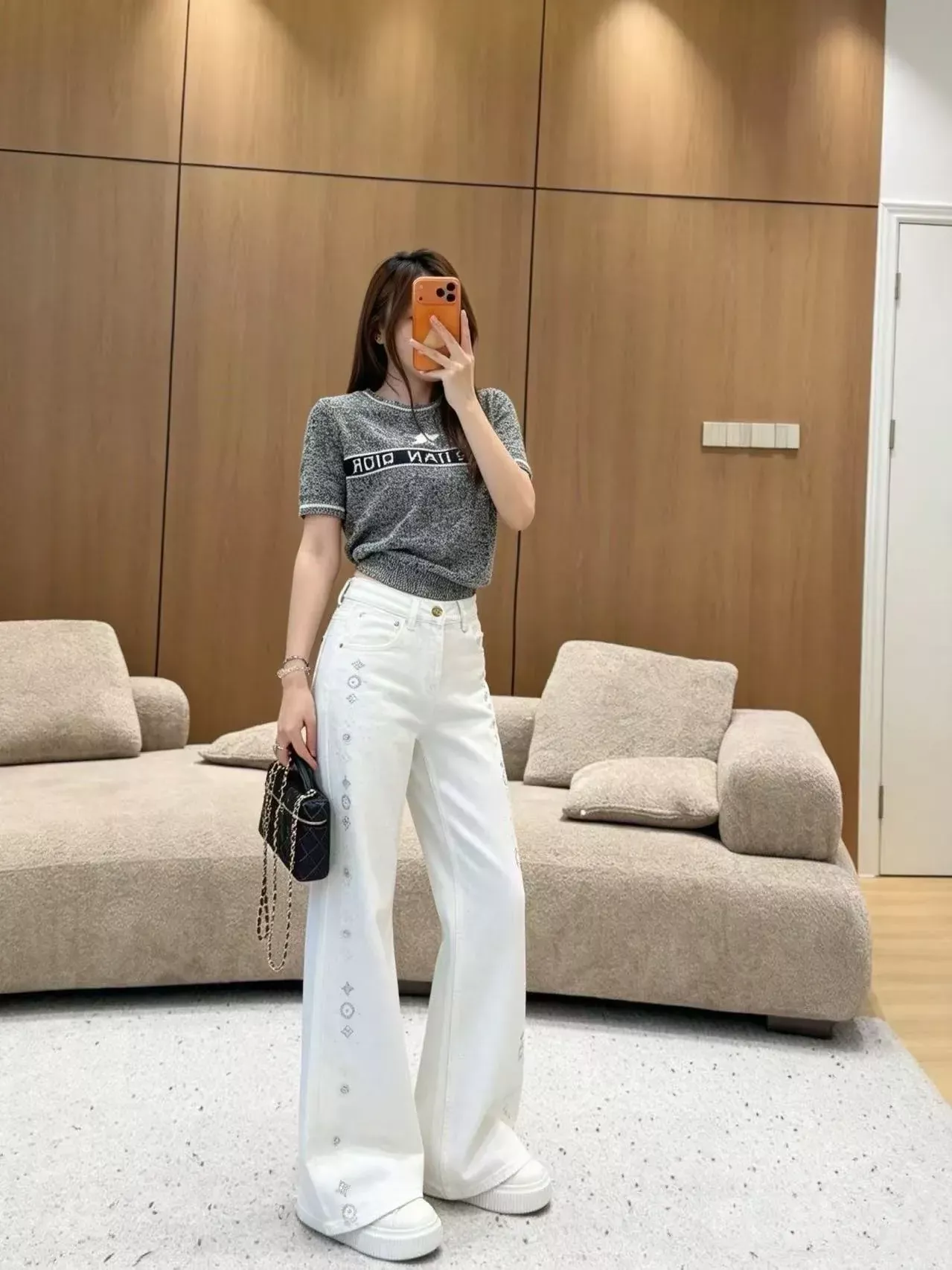 루이비통 별 장식 사이드 로고 여성용 데님 팬츠 상세 이미지 16
