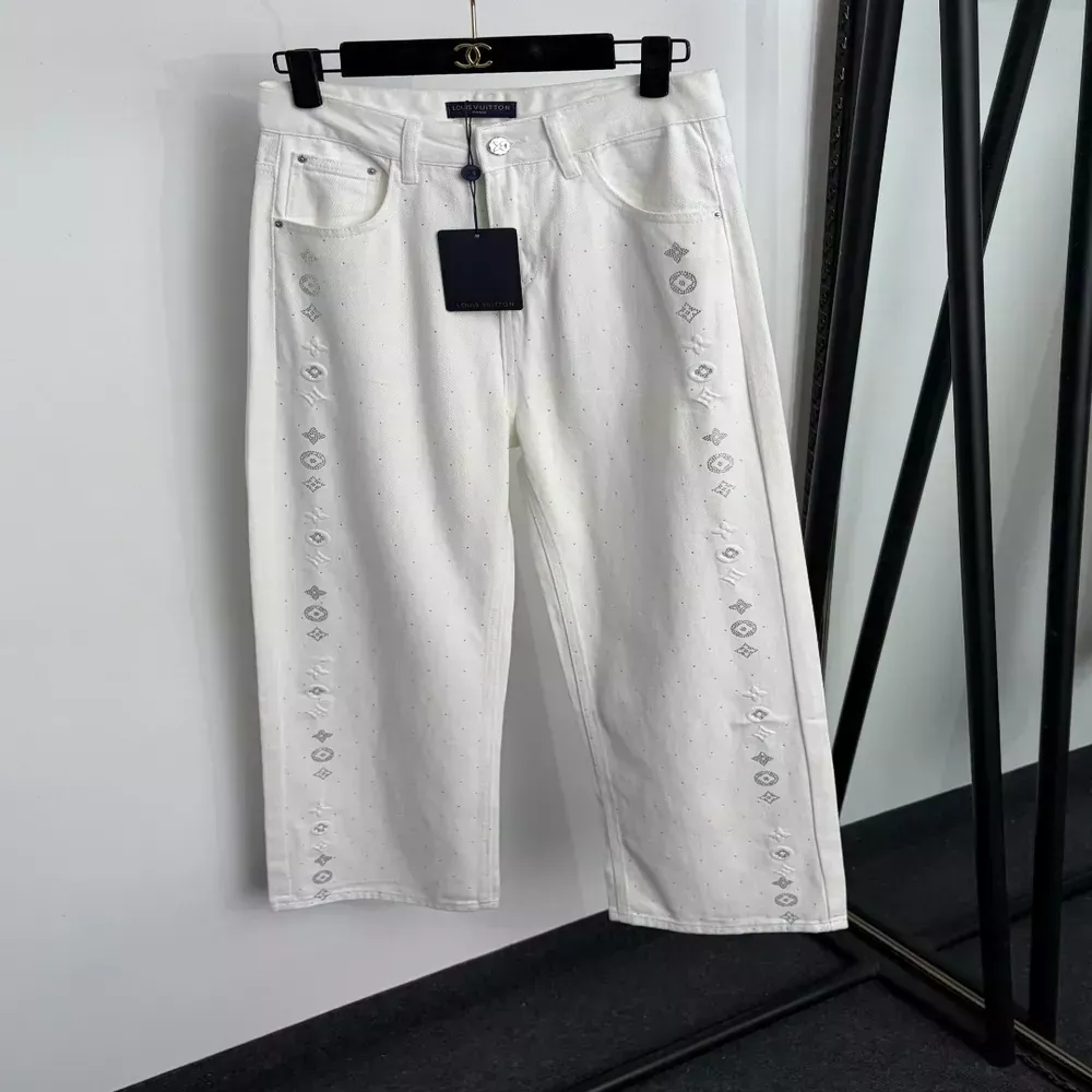 루이비통 별 장식 사이드 로고 여성용 데님 팬츠