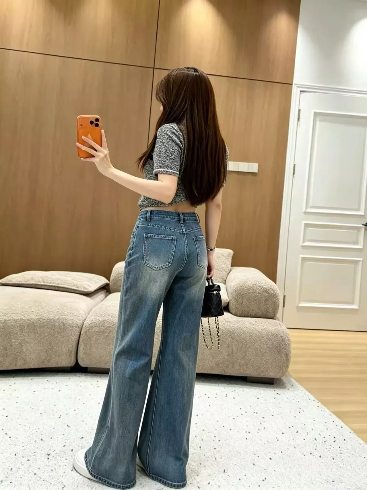 샤넬 더블 C 자수 하이웨이스트 여성용 데님 팬츠 상세 이미지 14
