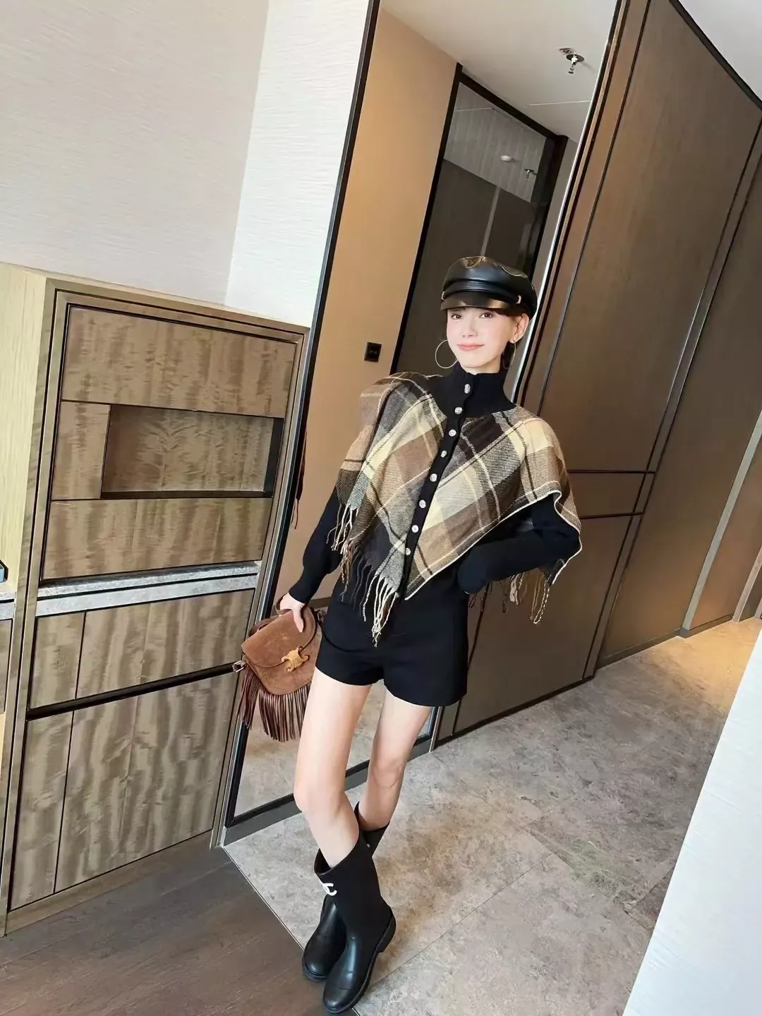 버버리 체크 숄 레이어드 여성용 긴소매 가디건 상세 이미지 18