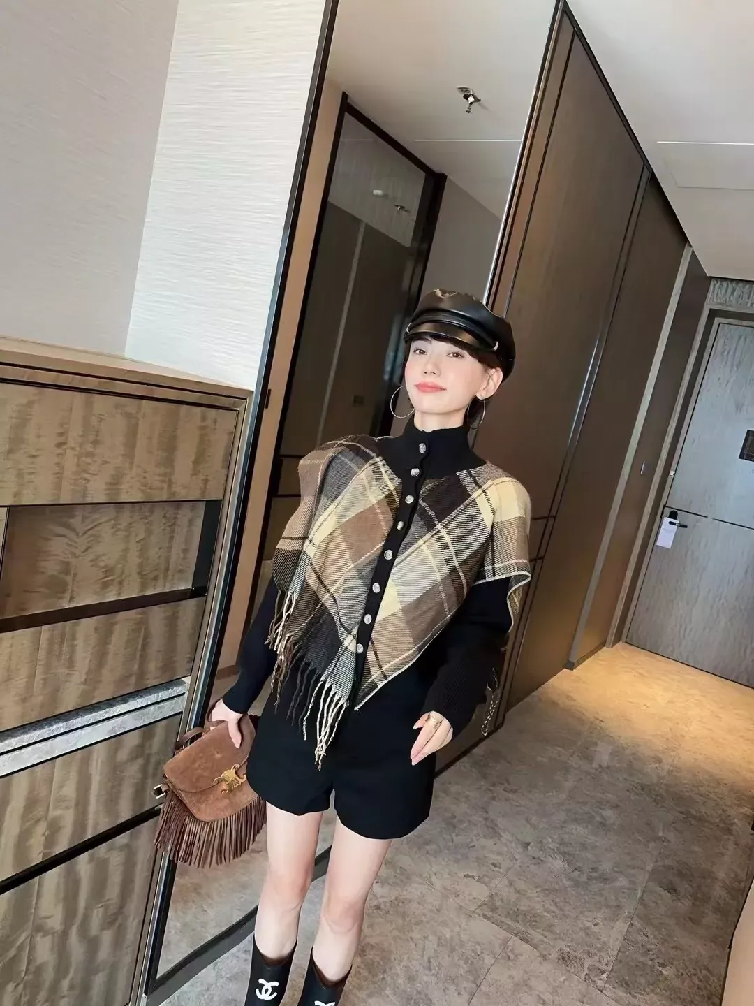 버버리 체크 숄 레이어드 여성용 긴소매 가디건 상세 이미지 19