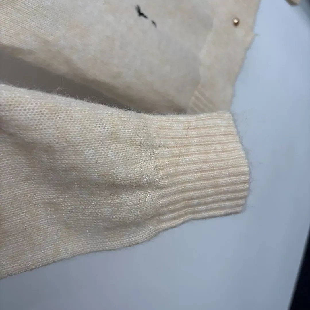 디올 벌 자수 브이넥 여성용 긴소매 가디건 상세 이미지 6