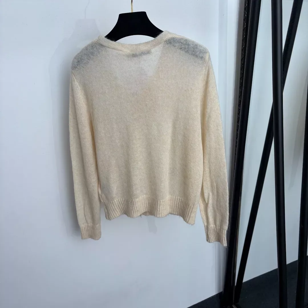 디올 벌 자수 브이넥 여성용 긴소매 가디건 상세 이미지 7