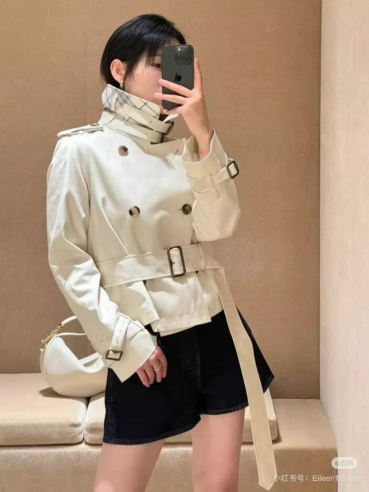 버버리 더블브레스트 벨트 여성용 쇼트 코트 상세 이미지 23