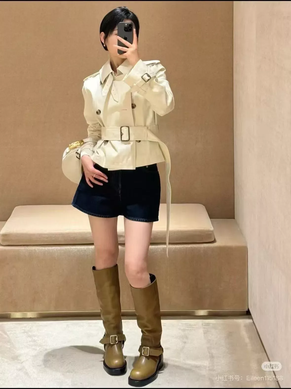 버버리 더블브레스트 벨트 여성용 쇼트 코트 상세 이미지 24