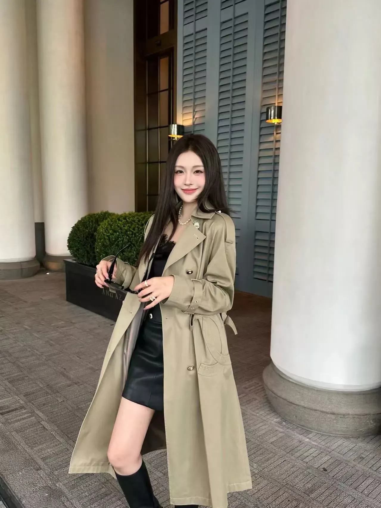 샤넬 더블브레스트 자수 포켓 여성용 롱 코트 상세 이미지 12