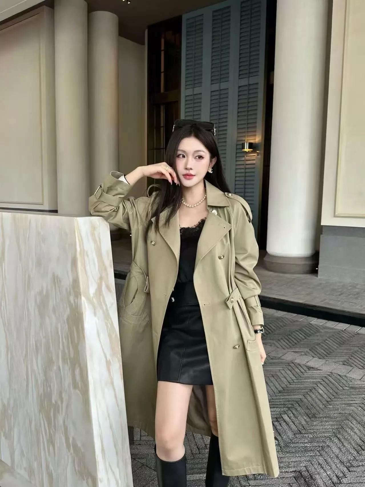샤넬 더블브레스트 자수 포켓 여성용 롱 코트 상세 이미지 13
