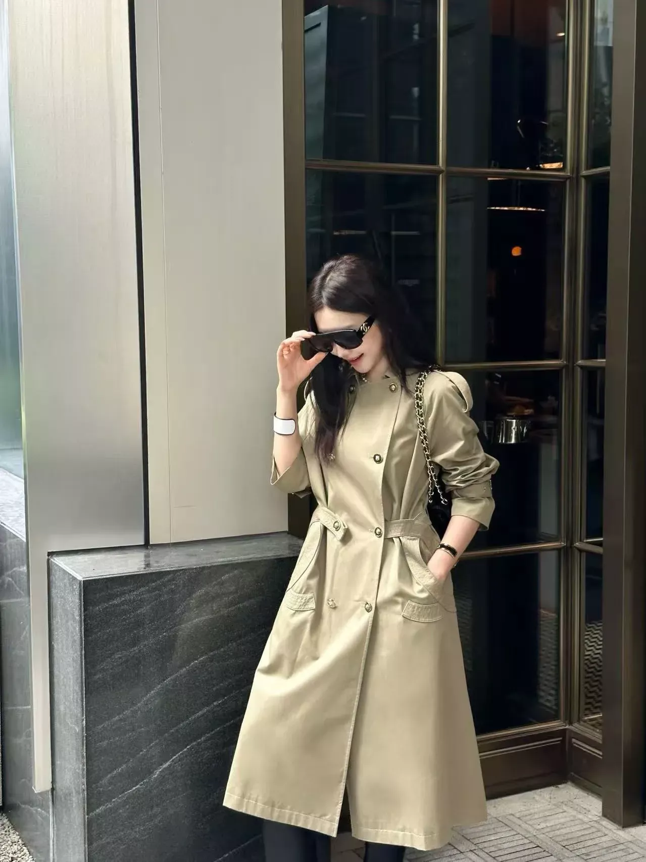 샤넬 더블브레스트 자수 포켓 여성용 롱 코트 상세 이미지 14