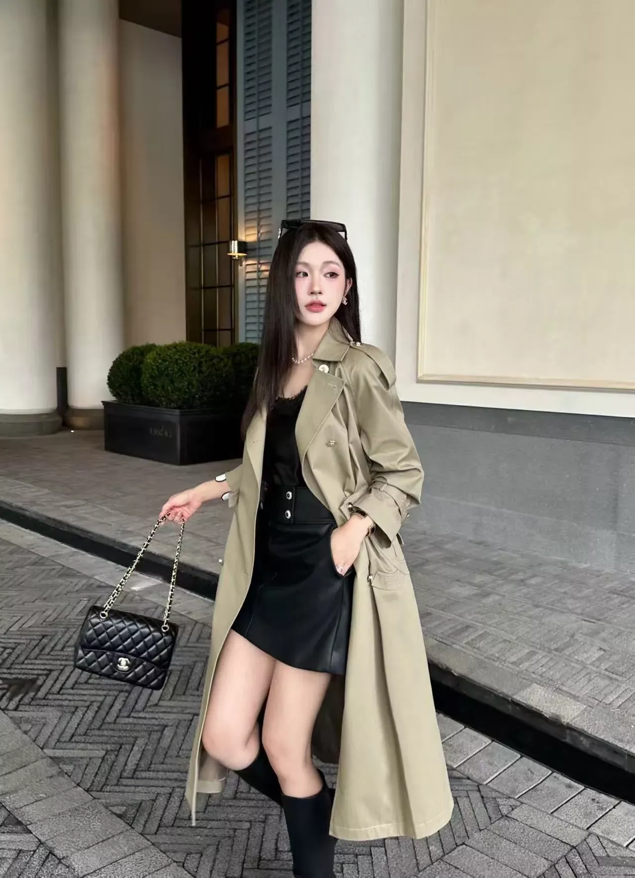 샤넬 더블브레스트 자수 포켓 여성용 롱 코트 상세 이미지 18