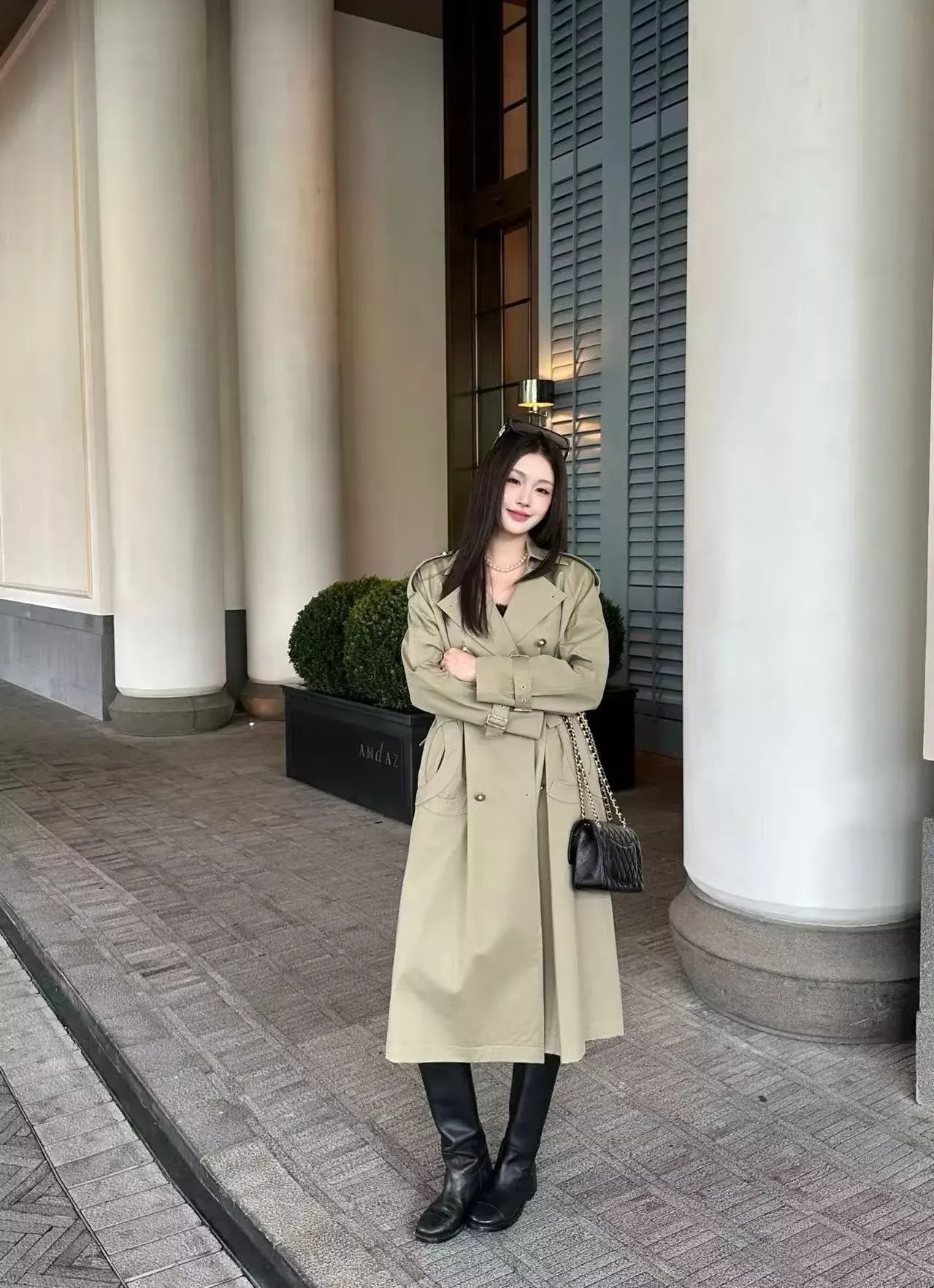 샤넬 더블브레스트 자수 포켓 여성용 롱 코트 상세 이미지 19