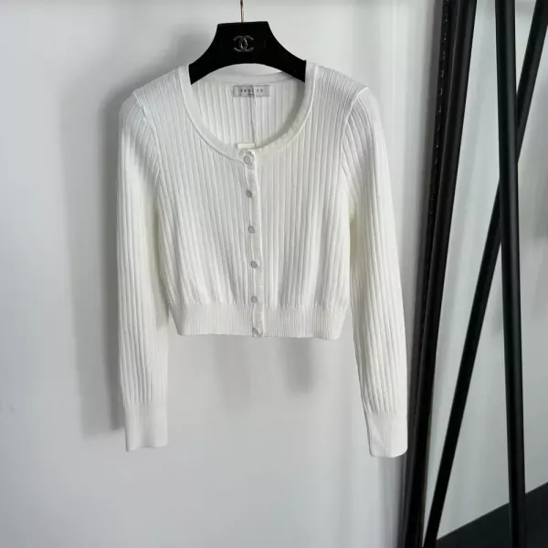 산드로 골지 원단 원형넥 여성용 긴소매 가디건