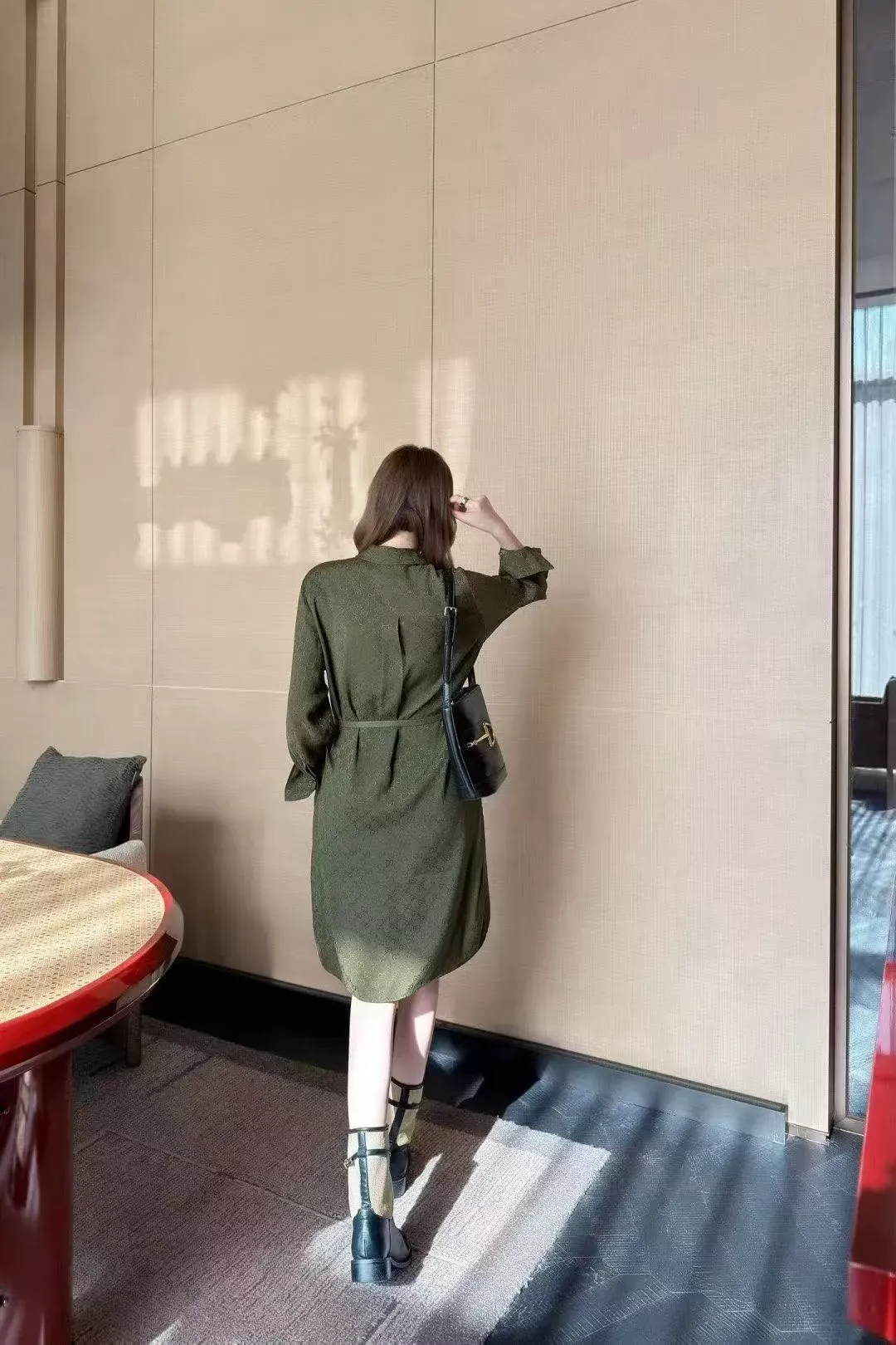 구찌 GG 자카드 벨트 셔츠형 여성용 원피스 상세 이미지 25