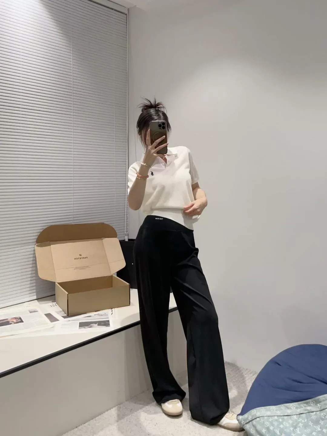더로우 하이웨이스트 와이드 여성용 캐쥬얼 팬츠 상세 이미지 49