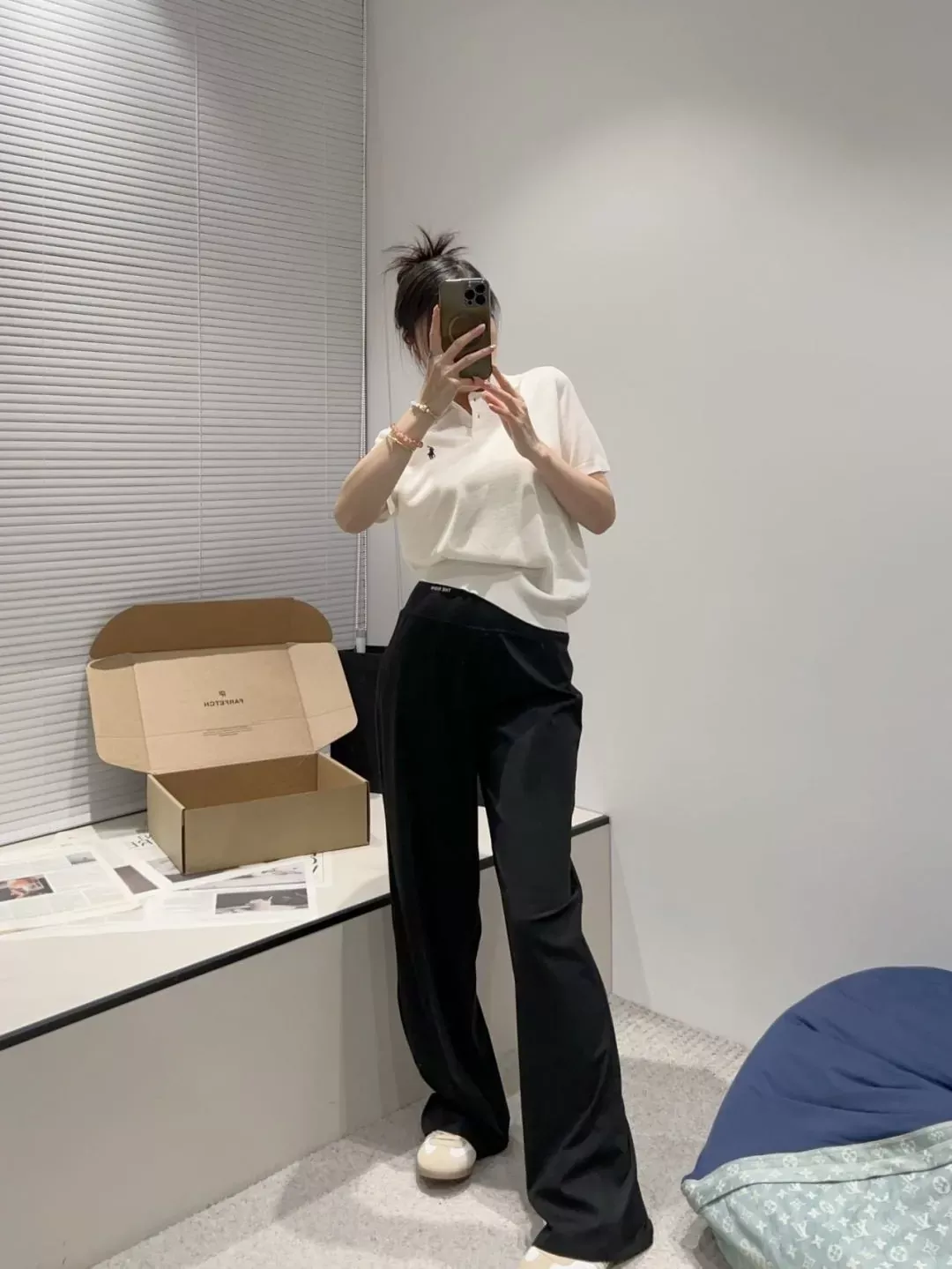 더로우 하이웨이스트 와이드 여성용 캐쥬얼 팬츠 상세 이미지 50