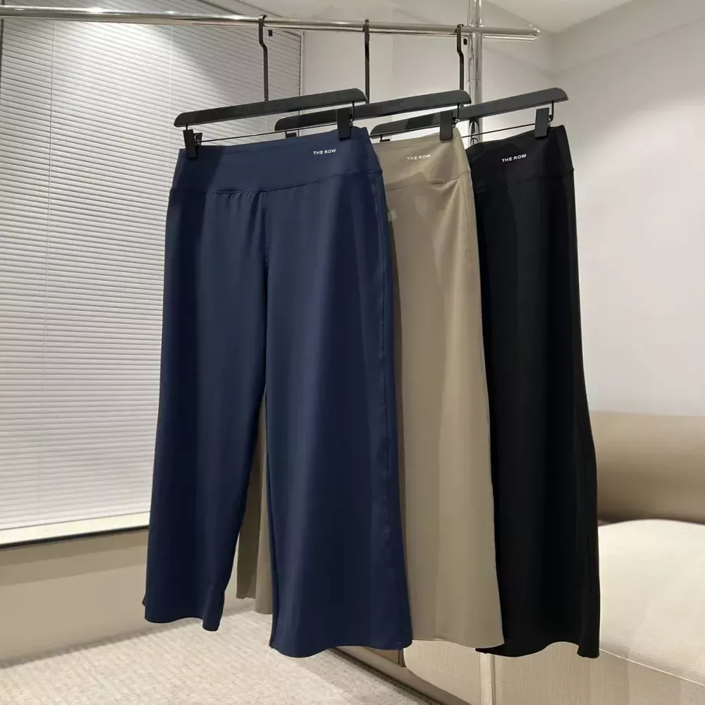 더로우 하이웨이스트 와이드 여성용 캐쥬얼 팬츠